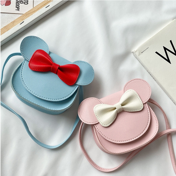 2022 Cartoon Girl Handbag Children Wallet Small Coin Purse Box Bag Cute Mouse Bow pet Shoulder little girls handbag