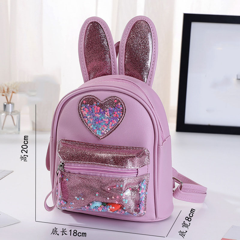 Girls Cute Cartoon Rabbit Handbag Sequins Glitter School Bag Outdoor Kindergarten Backpack