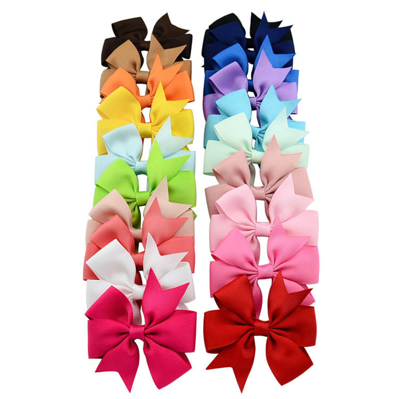 53 colors hair clips Swallowtail V-ribbed ribbon bow hair clip