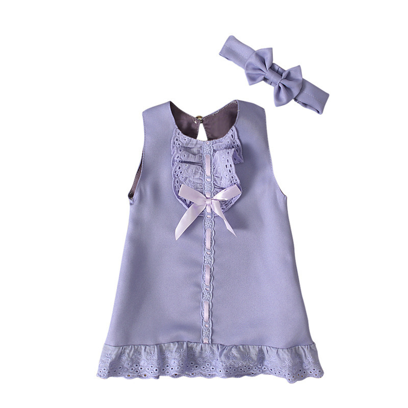 Infant summer baby girl sleeveless bow skirt two-piece set newborn fashion princess lace skirt