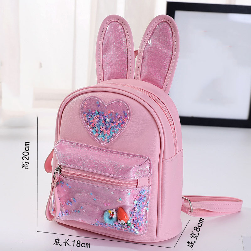 Girls Cute Cartoon Rabbit Handbag Sequins Glitter School Bag Outdoor Kindergarten Backpack