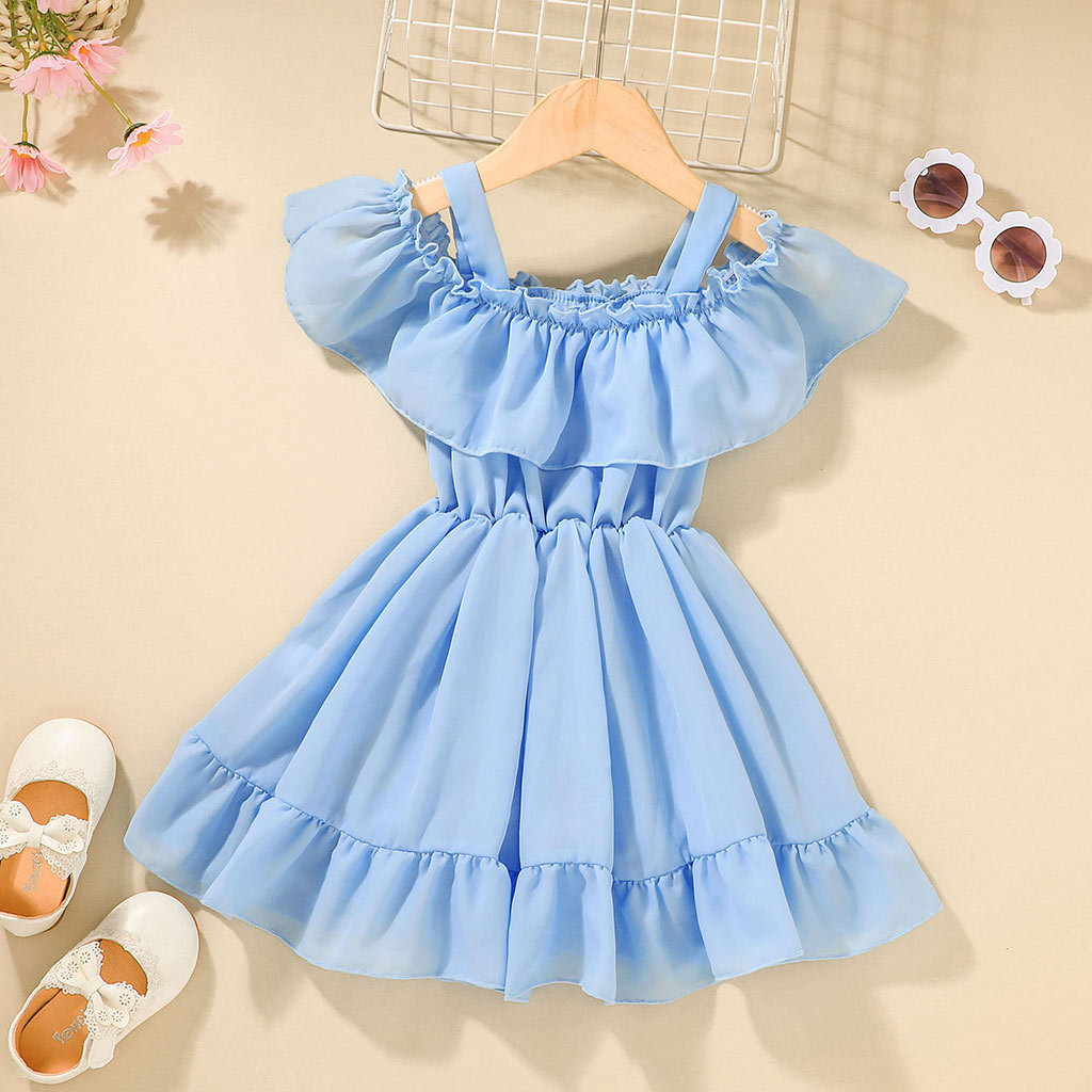 Baby Girl Dress Off-shoulder Ruffles Kids  Princess Dresses for Baby 1-5 Year Birthday Toddler Infant Party Dress