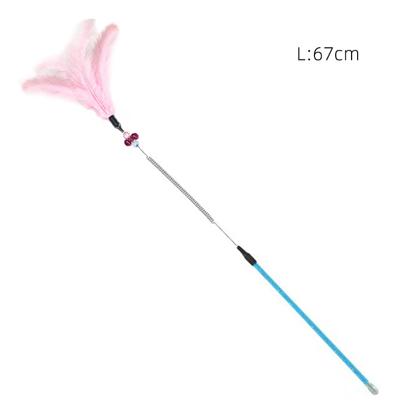 Pet Supplies Cat toys colorful feathers tease cat stick with bell tease cat pole human pet interactive toys