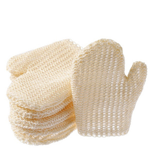 100% Natural Exfoliating hemp Fiber Loofah Glove Mitt Mitten Bath sponge Remove Dead Skin Exfoliating scrubber