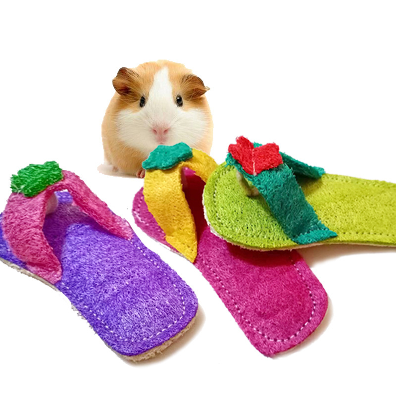 Colorful loofah Flip-flops toys pet teething toys Totoro hamster cat dog Cage Interior supplies