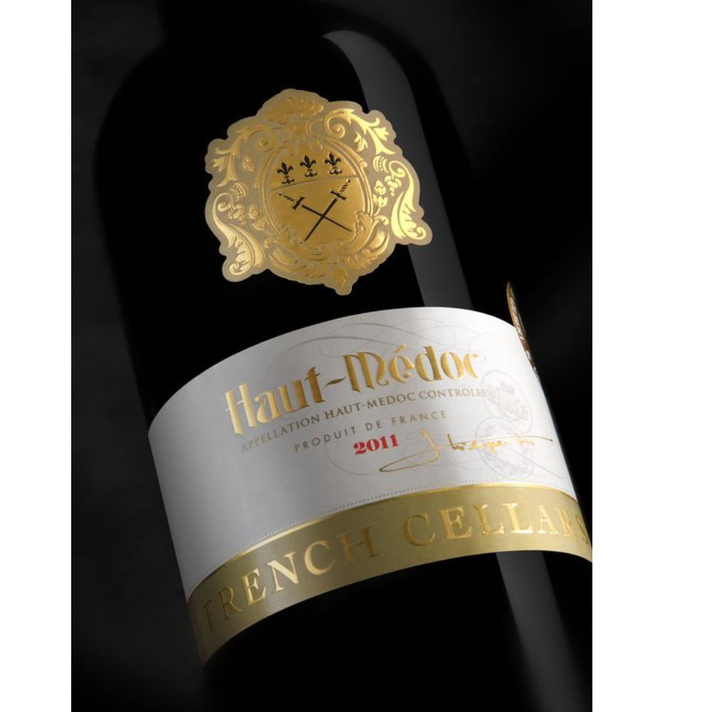 High Quality 3D Gold Foil Embossed Wine Label Sticker Custom Printed Premium Textured PVC Paper Coated for Print Industry