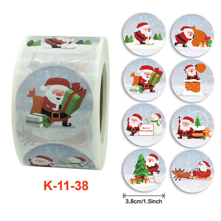 500pcs Roll 3.8cm 1.5inch Xmas Decoration Tree Merry Christmas stickers