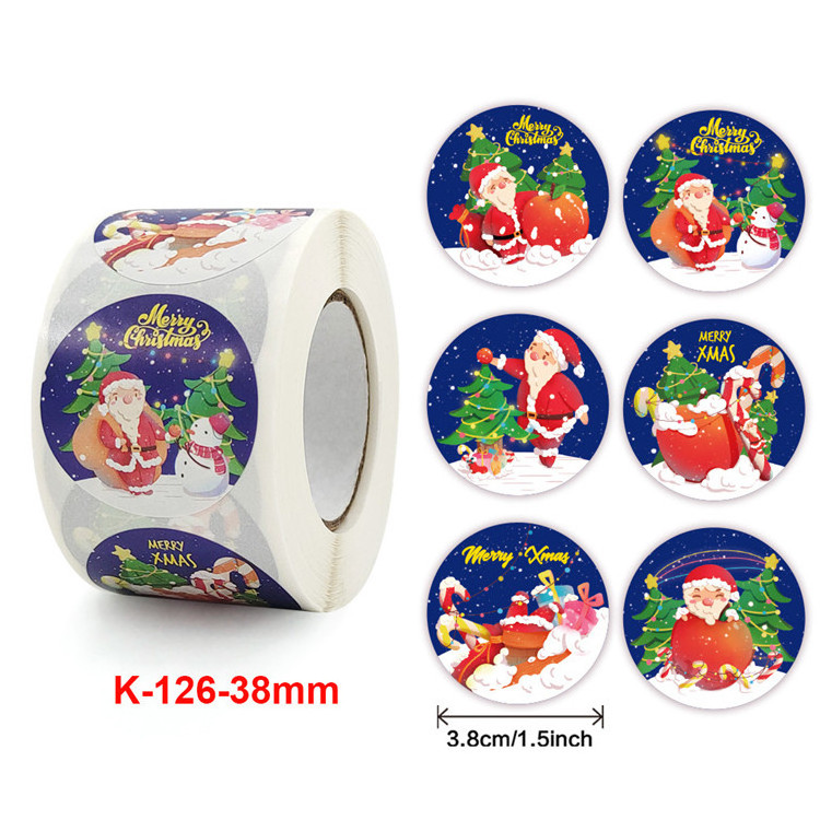 500pcs Roll 3.8cm 1.5inch Xmas Decoration Tree Merry Christmas stickers