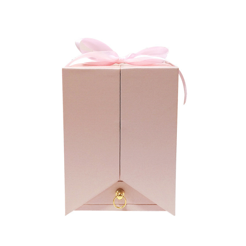 Custom Made Luxury Gift Packaging Boxes Pink Double Door Open Gift Box for Cosmetic/Jewelry