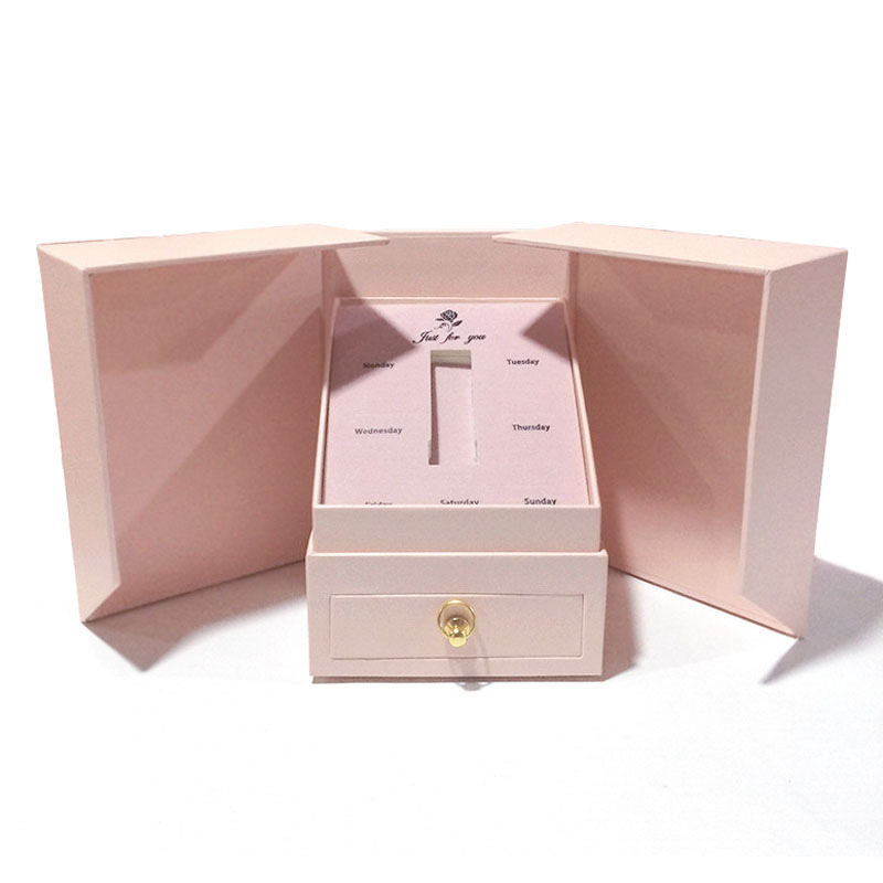 Custom Made Luxury Gift Packaging Boxes Pink Double Door Open Gift Box for Cosmetic/Jewelry