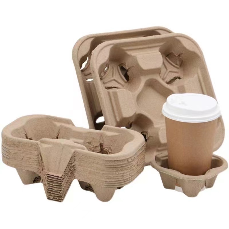 Disposable Customized Kraft Take Away Drink Carrier Packing Eco Paper Coffee Cardboard Cup Holders