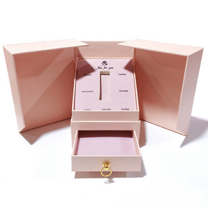 Custom Made Luxury Gift Packaging Boxes Pink Double Door Open Gift Box for Cosmetic/Jewelry