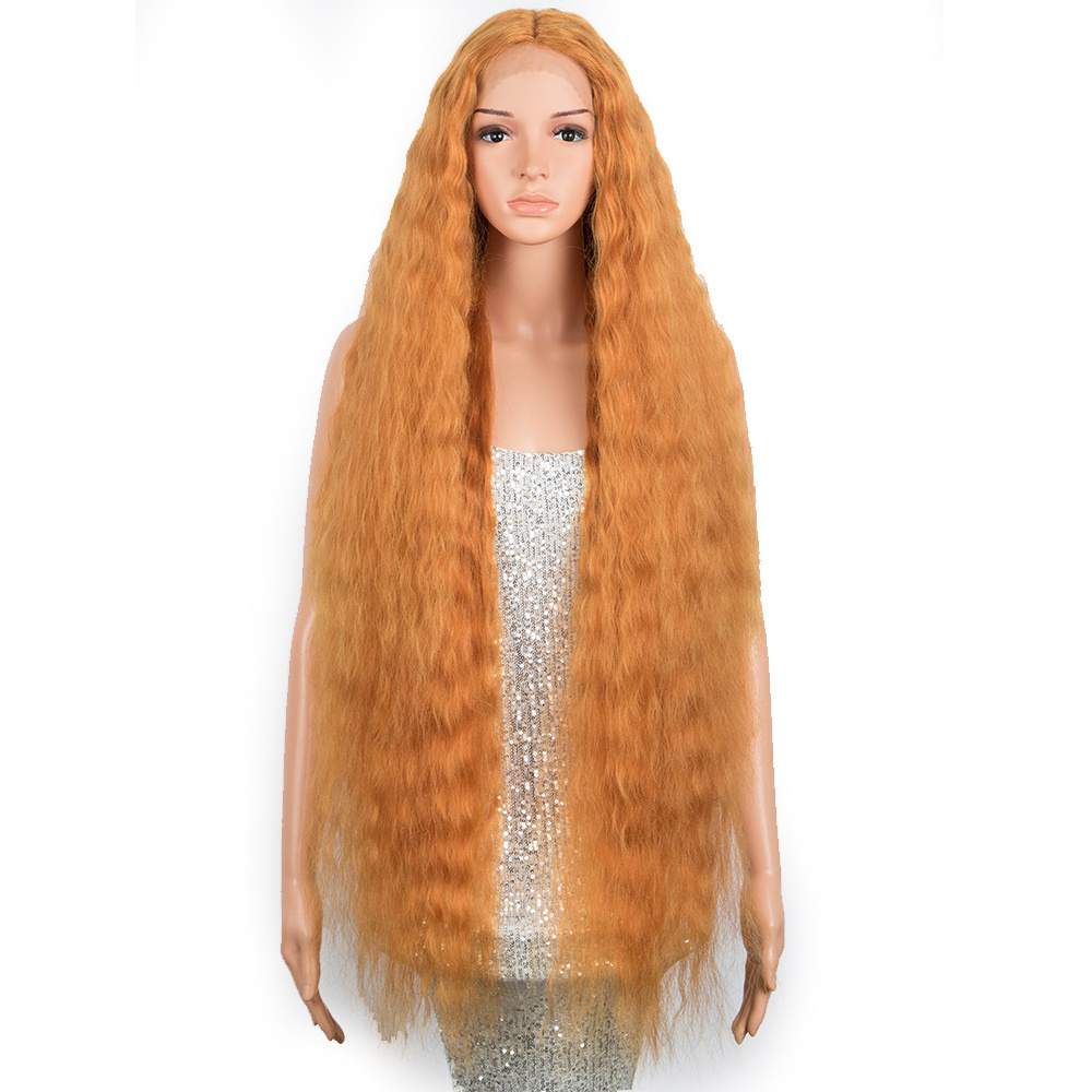 Pre Plucked Premium Synthetic Hair Lace Front Wig Long Wave Blonde Ombre Lace Front Synthetic Hair Wigs With Baby Hair