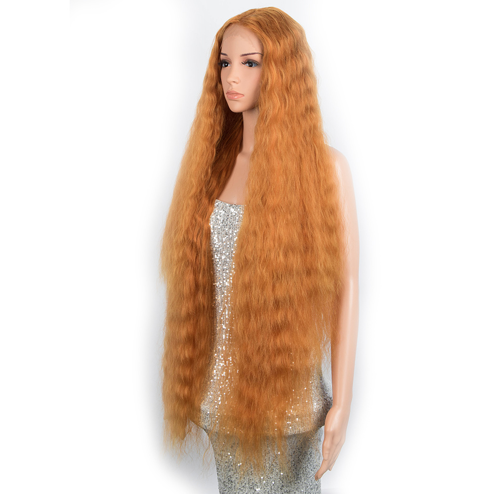 Pre Plucked Premium Synthetic Hair Lace Front Wig Long Wave Blonde Ombre Lace Front Synthetic Hair Wigs With Baby Hair