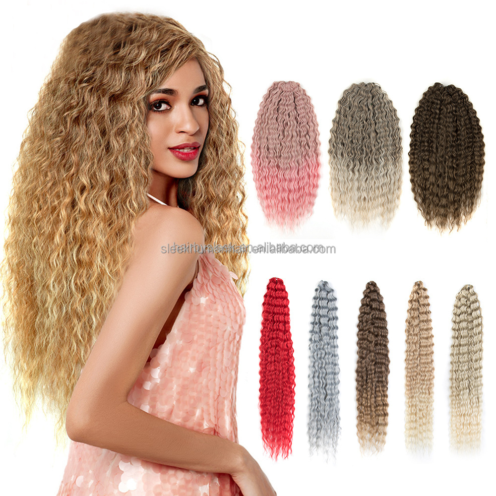 Wholesale Highlight Water Wave Crochet 30 Inch Ariel Deep Wave Twist Hair Braiding Hair Weaving Synthetic Hair Bundles Extension