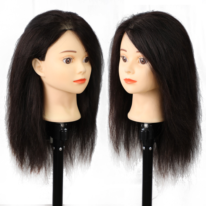 Joedir Cheap Real Human Hair Salon Practice Hairdresser Hair Cut Mannequin Dummy Doll Head With Hair Training Head