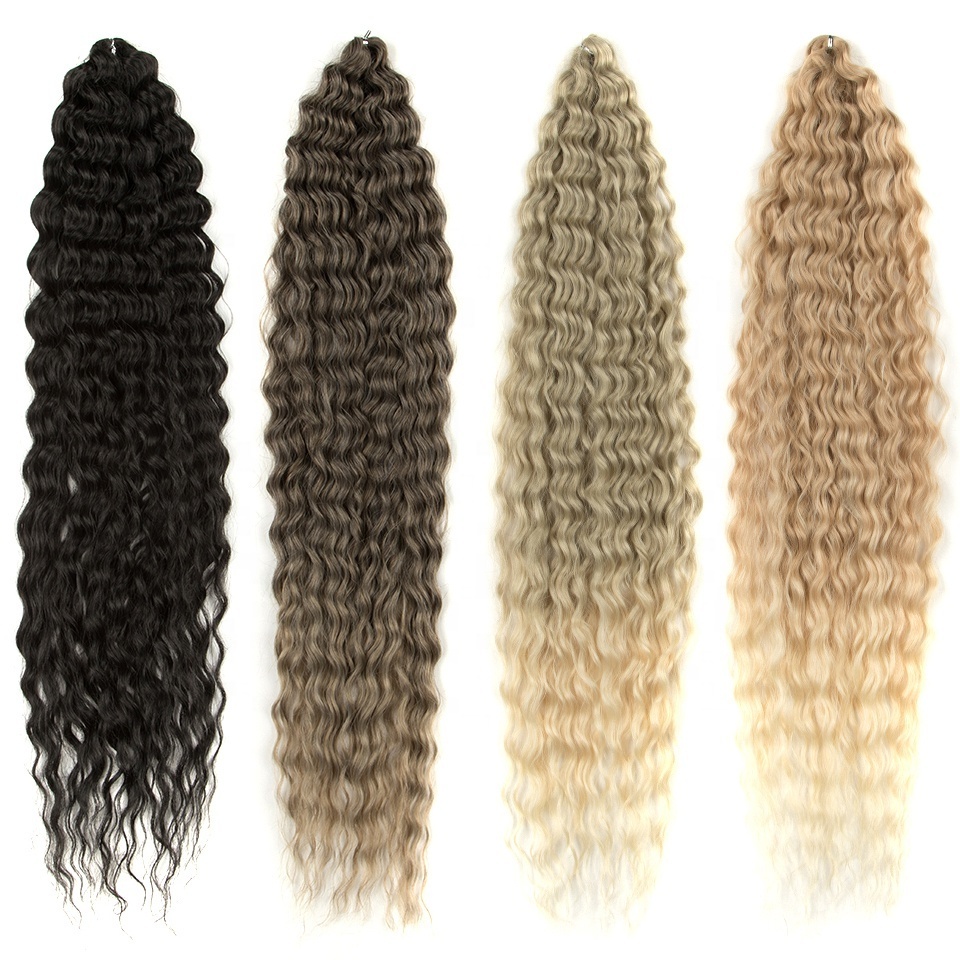 Wholesale Water Wave Crochet 30 Inch Deep Wave Twist Hair Synthetic Goddess Braids Hair Wavy Ombre Blonde Hair Extension