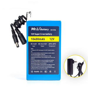 Lithium ion battery 12v 10.4Ah rechargeable battery power bank for camera toy robot