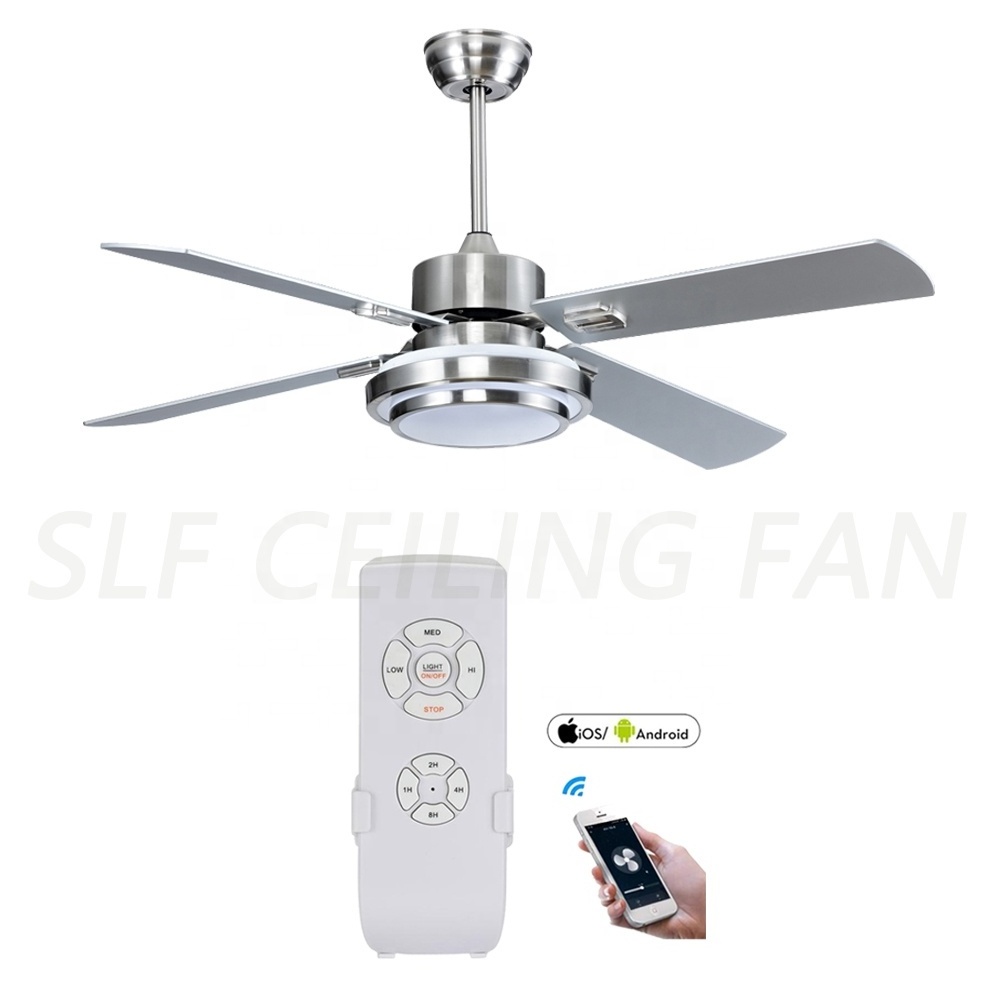 Hot Sale Modern 52 Inch Intelligent WIFI App Control Living Room Bedroom Smart Ceiling Fan With Light