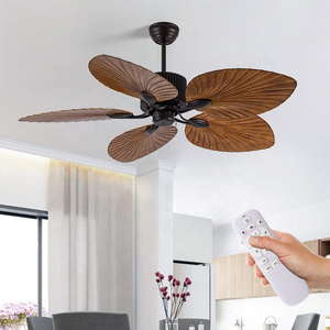 Household 52 Inch Palm Leaf ABS 5 Blades DC Motor Modern Home Decor Mute Bldc Remote Control Ceiling Fan