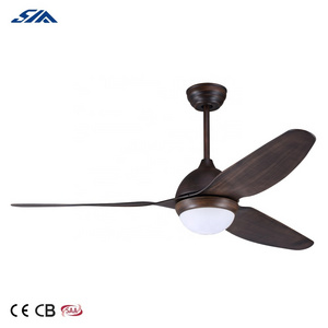 Rustic Household 52 Inch 3 Blades Modern Mute Home Decorative Remote Control Bldc Led Ceiling Fan With Light