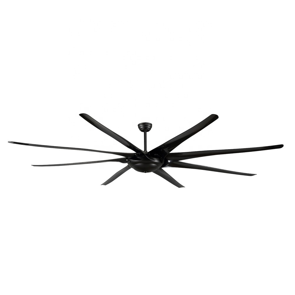 100 inch 8 feet large size plastic blades BLDC HVLS industrial giant ceiling fan with led light kit remote control