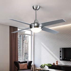 Top Sale AC 110v 220v 30w DC Motor CB CE SAA Certificated 42 Inch 48 Inch 52 Inch Sliver Decorative Led Ceiling Fan Lamp