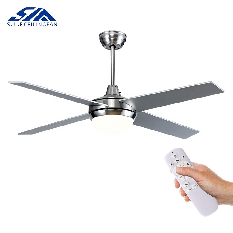 Top Sale AC 110v 220v 30w DC Motor CB CE SAA Certificated 42 Inch 48 Inch 52 Inch Sliver Decorative Led Ceiling Fan Lamp