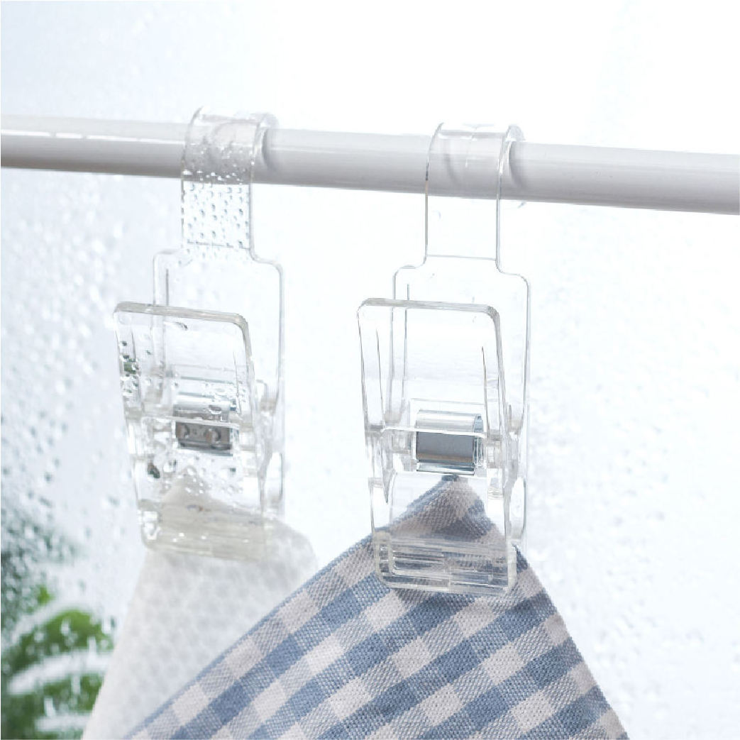 Multifunctional transparent plastic clothes clip pegs with hook,Suitable for the kitchen, bathroom, and balcony