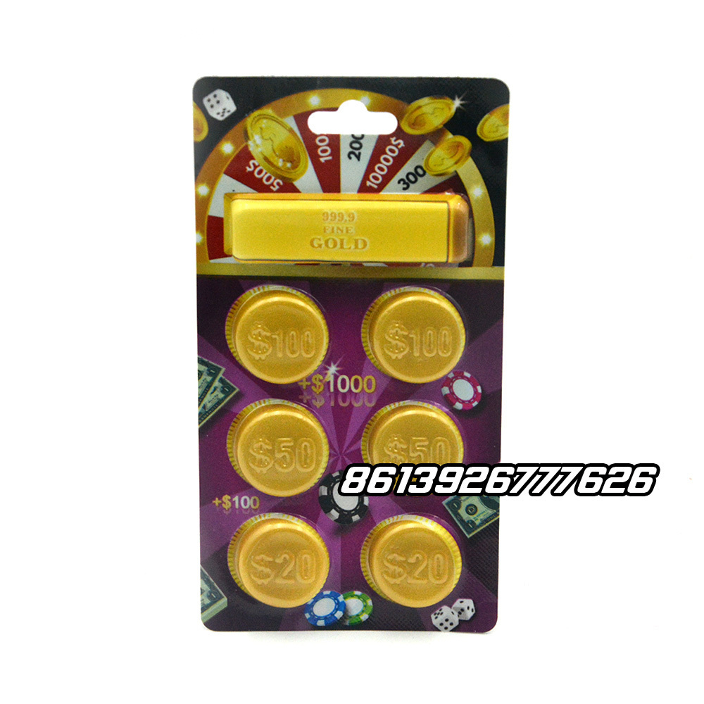 Chinese funny game  golden coin candy chocolate dip jam