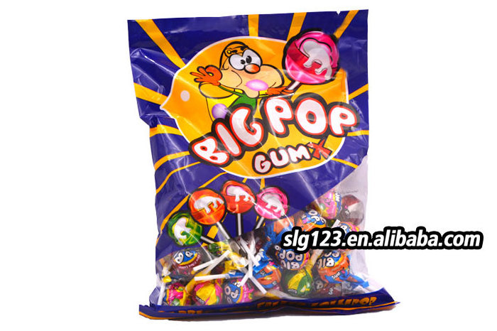 big pop gum hard lolllipop candy with gum inside for sale