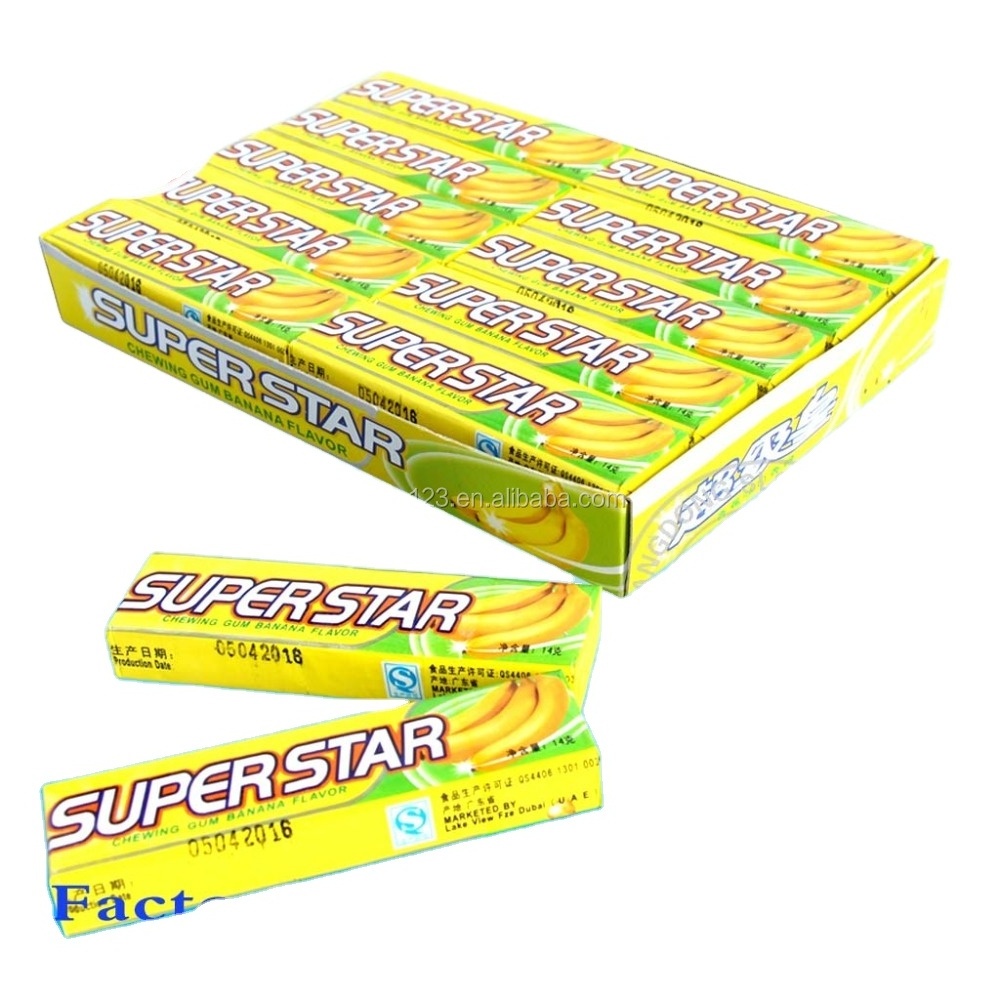 14g sweet super star banana flavor stick chewing gum