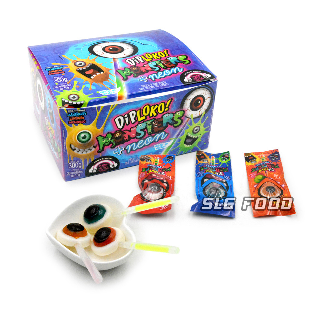 superviviga eye shape glow stick fruity soft jelly gummy lollipops