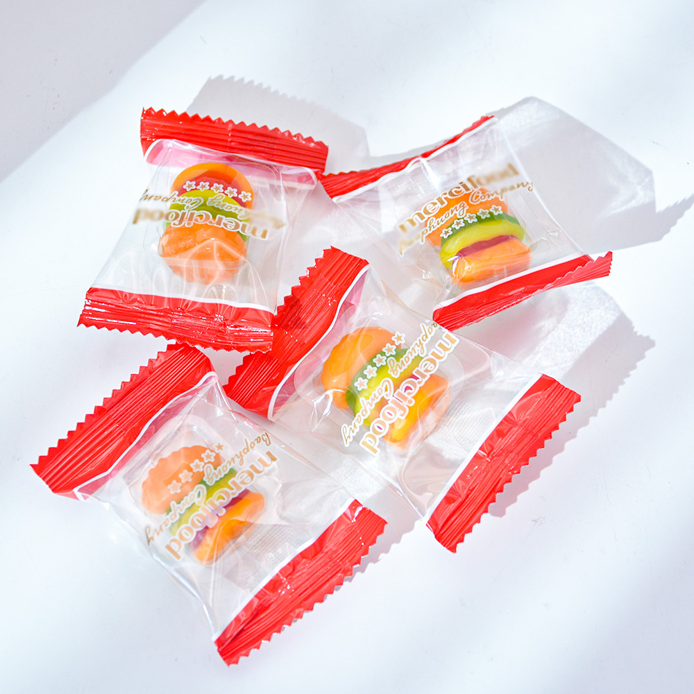 wholesale custom china Burger pizza shape chew gummy soft candy