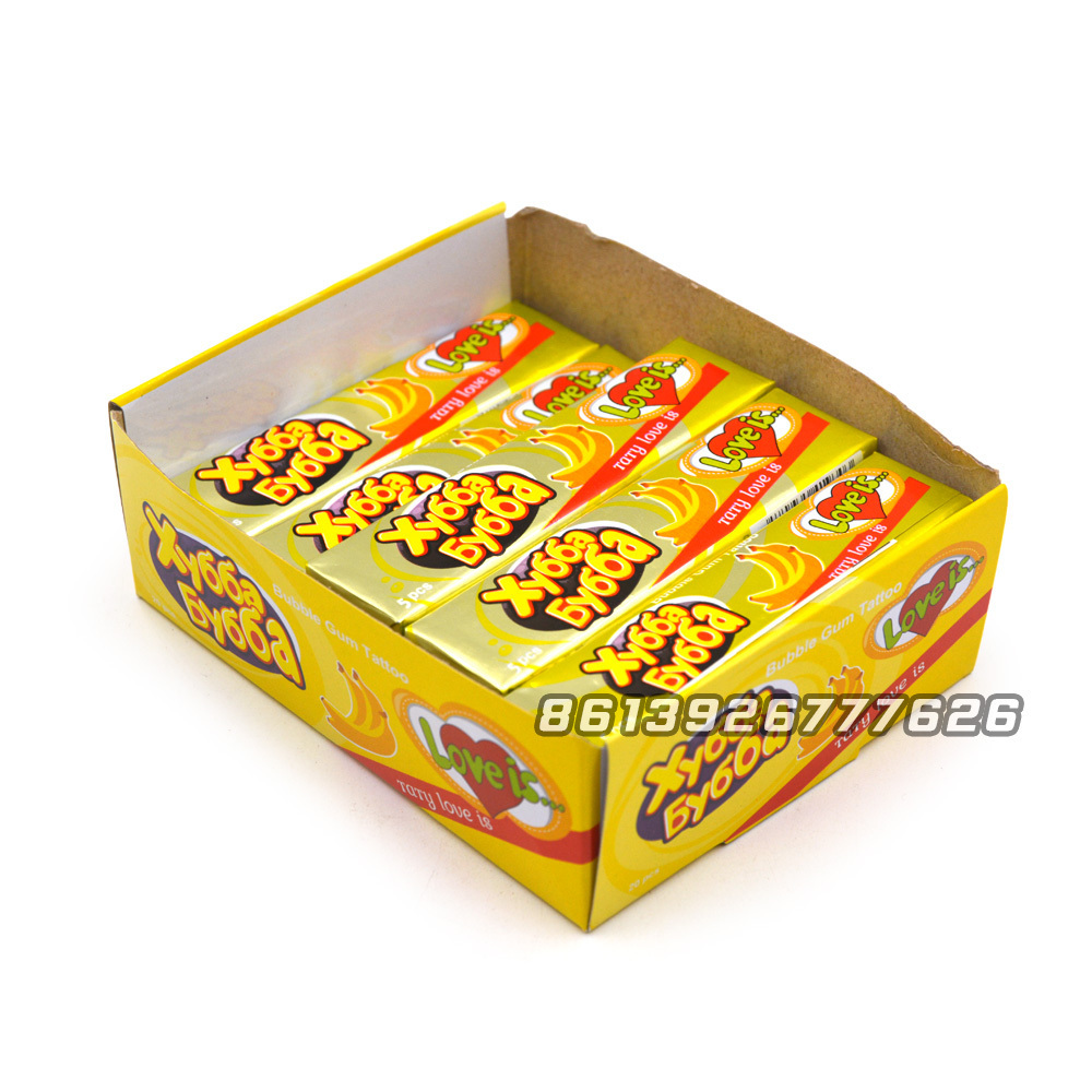 cheap pillow shape banana flavor chewing gum with tattoo