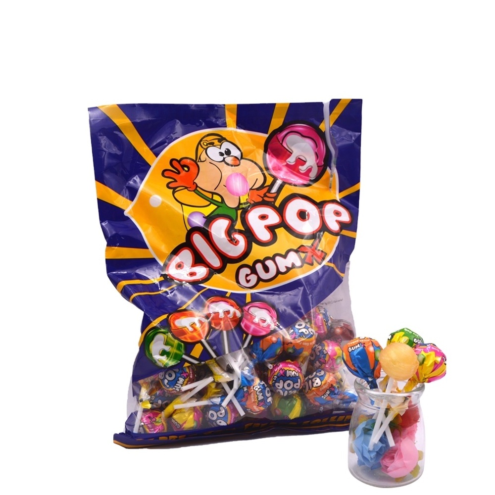 big pop gum hard lolllipop candy with gum inside for sale