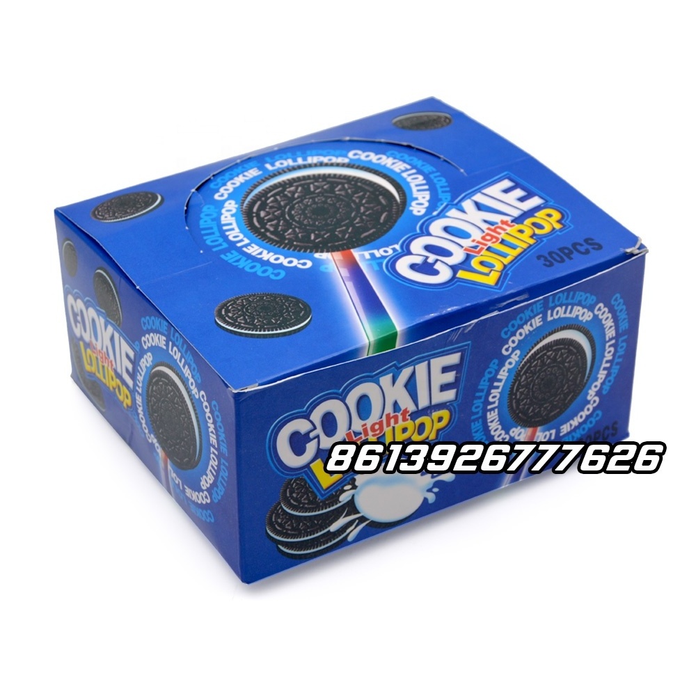 OEM halal fruit flavor hard cookie shape light lollipop