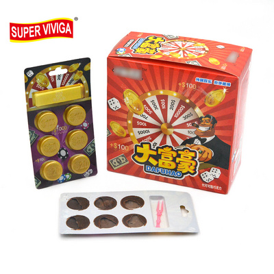 Chinese funny game  golden coin candy chocolate dip jam