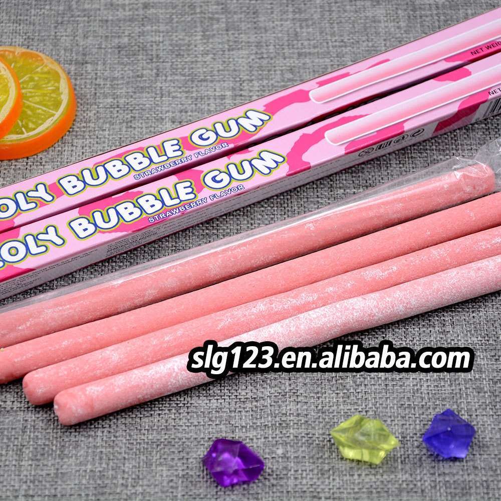 long sweet strawberry fruit loly bubble gum