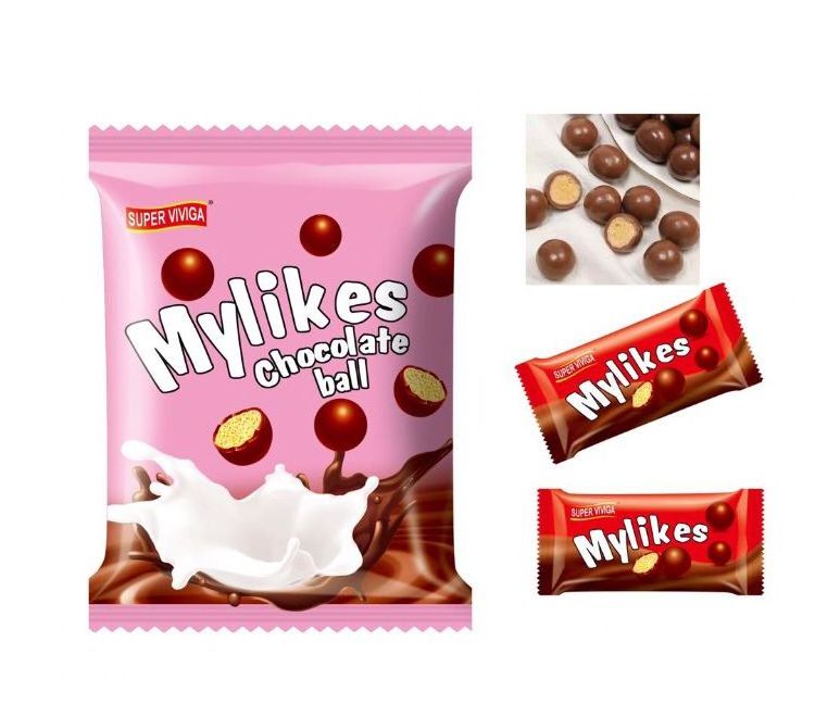 high quality round small chocolate mylikes crisp compound chocolate candy