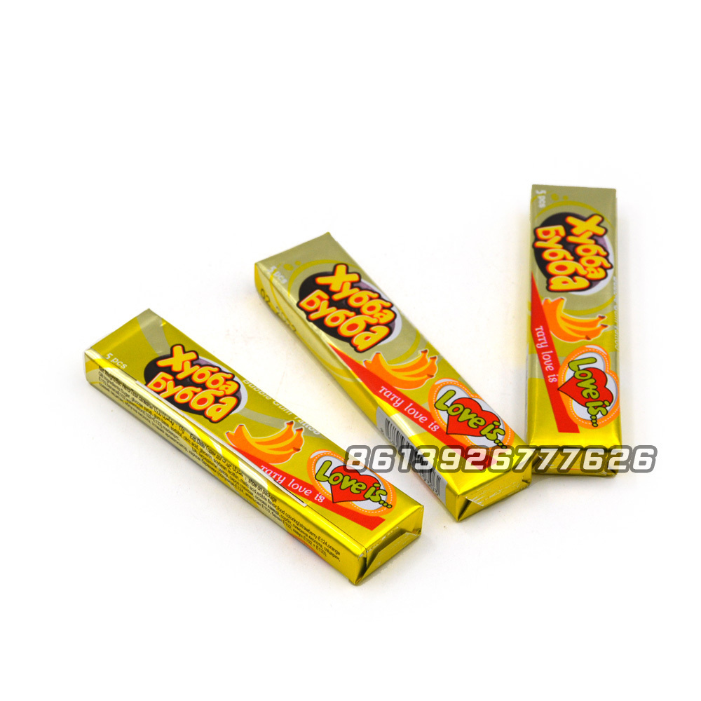 cheap pillow shape banana flavor chewing gum with tattoo