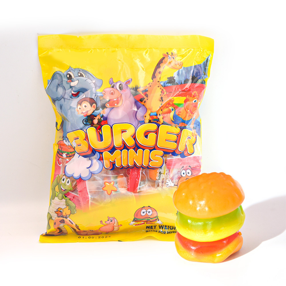 wholesale custom china Burger pizza shape chew gummy soft candy