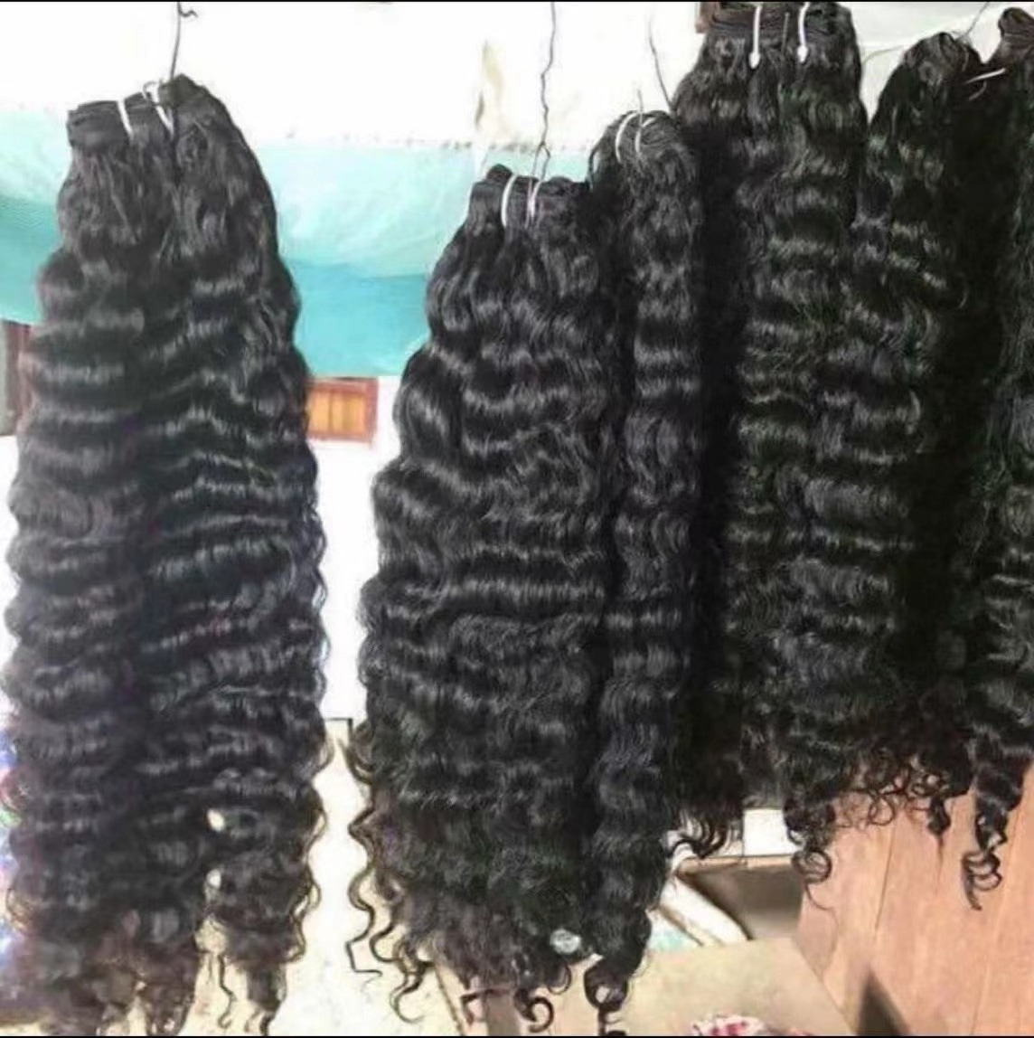 Hair weaves Burmese Curly Bundles Raw Vietnam Cuticle aligned Human hair Double Drawn Burmese curly hair bundles