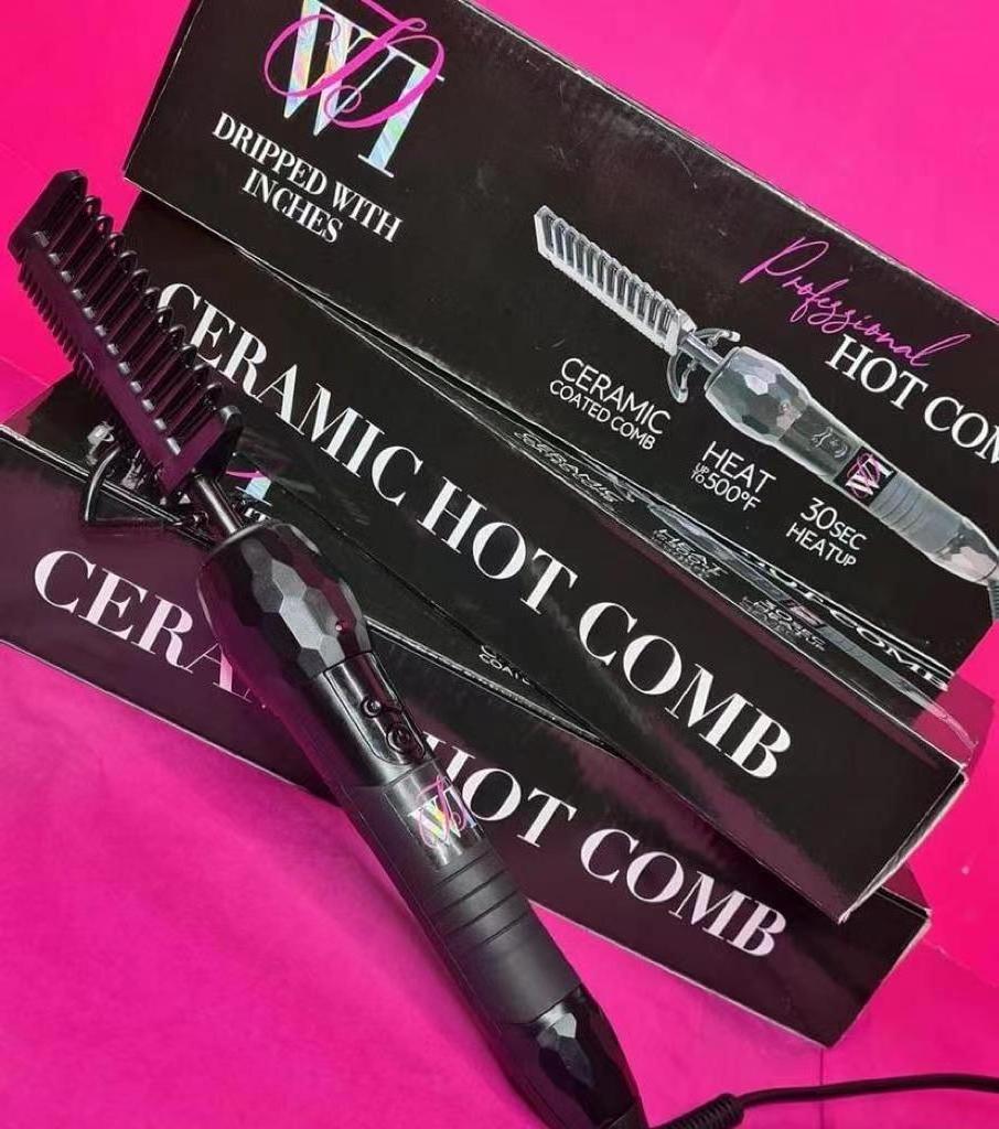 Hot sale high temperatures pressing comb 500 degree ceramic comb bling crystal hair straightener hot comb