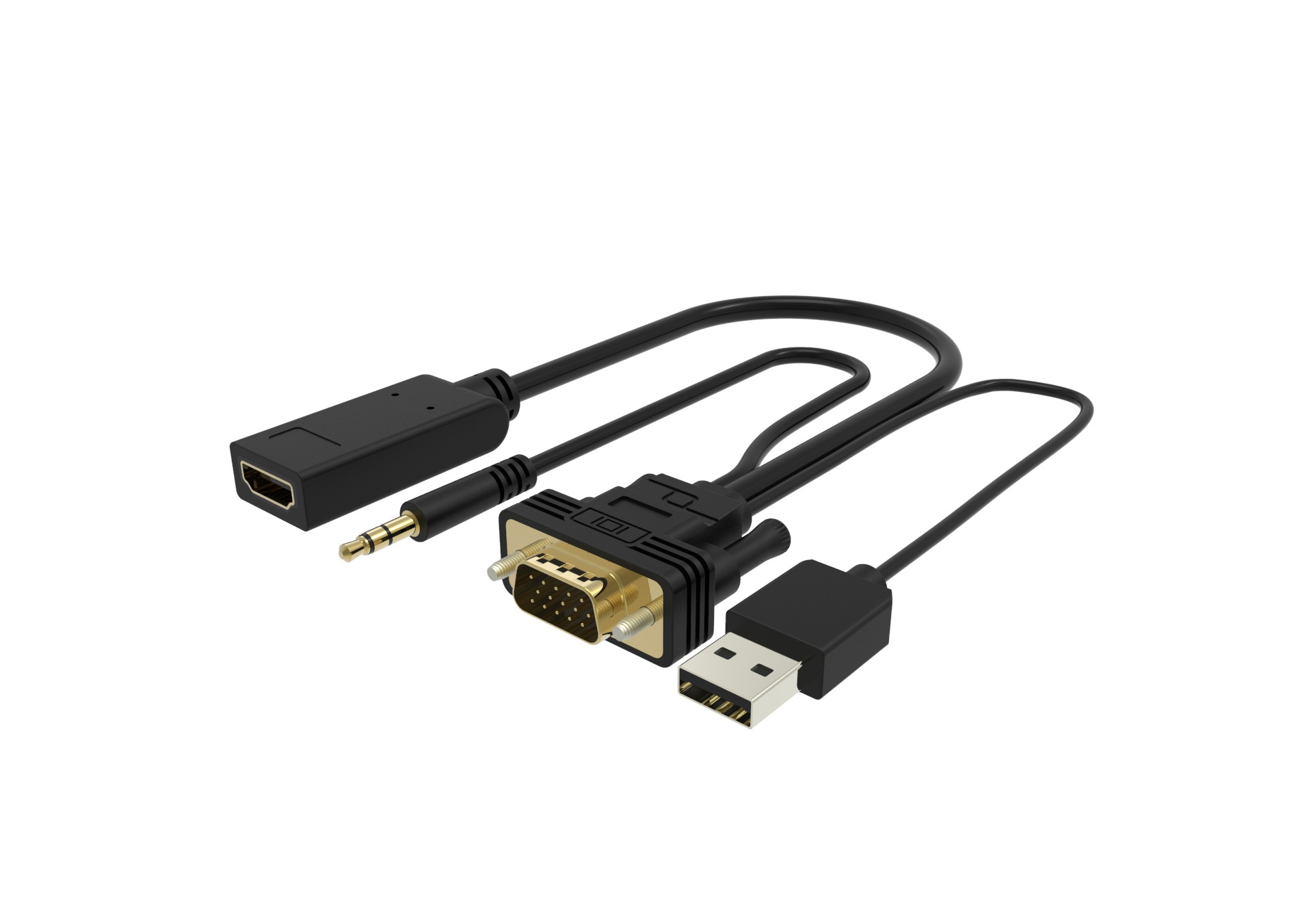 VGA HDMI Converter Male to Female Cable with Micro USB Power Charge Audio Output