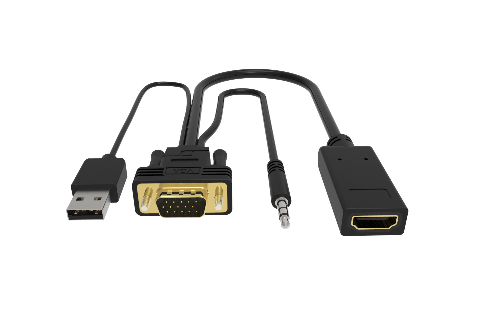 VGA HDMI Converter Male to Female Cable with Micro USB Power Charge Audio Output