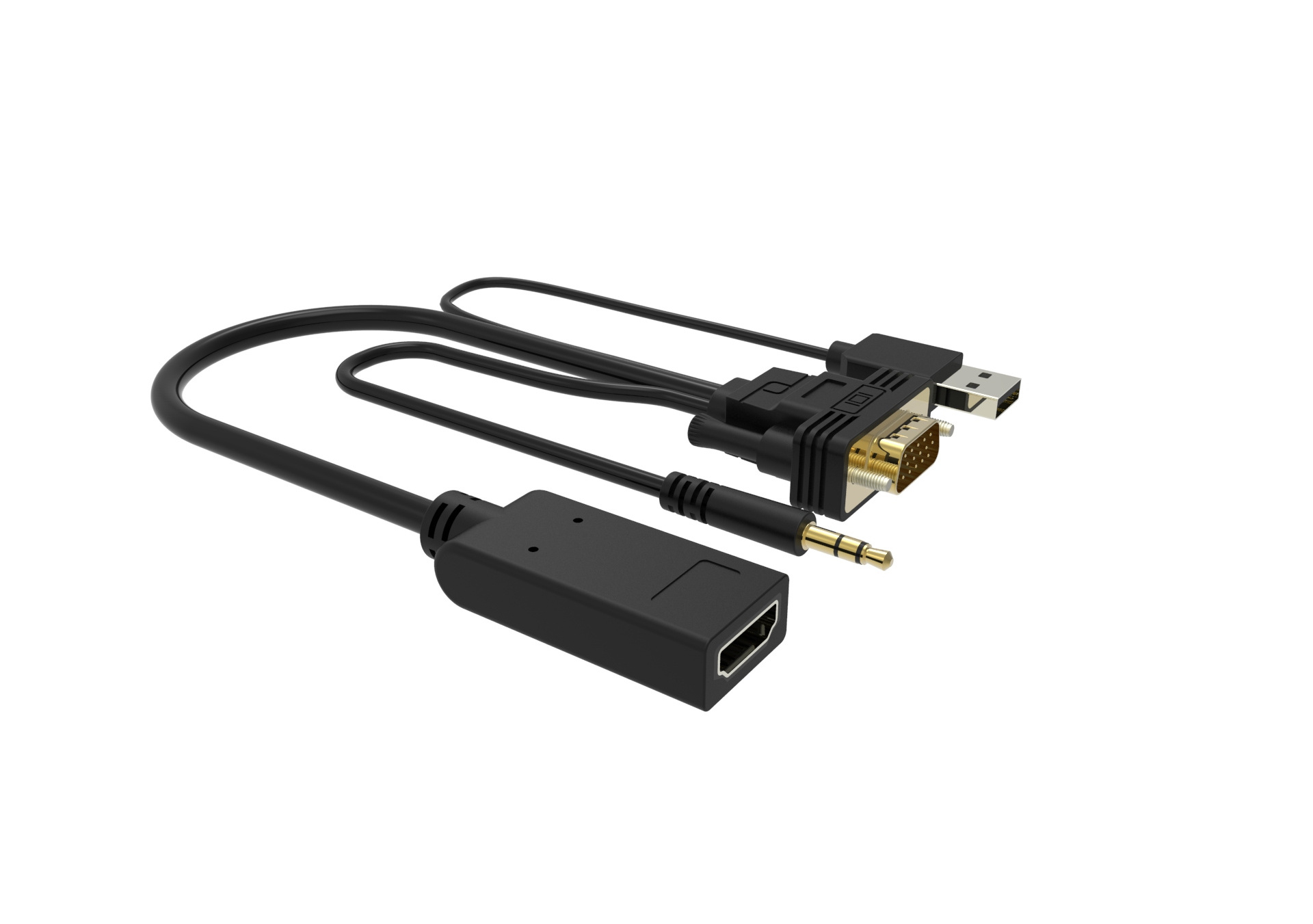 VGA HDMI Converter Male to Female Cable with Micro USB Power Charge Audio Output