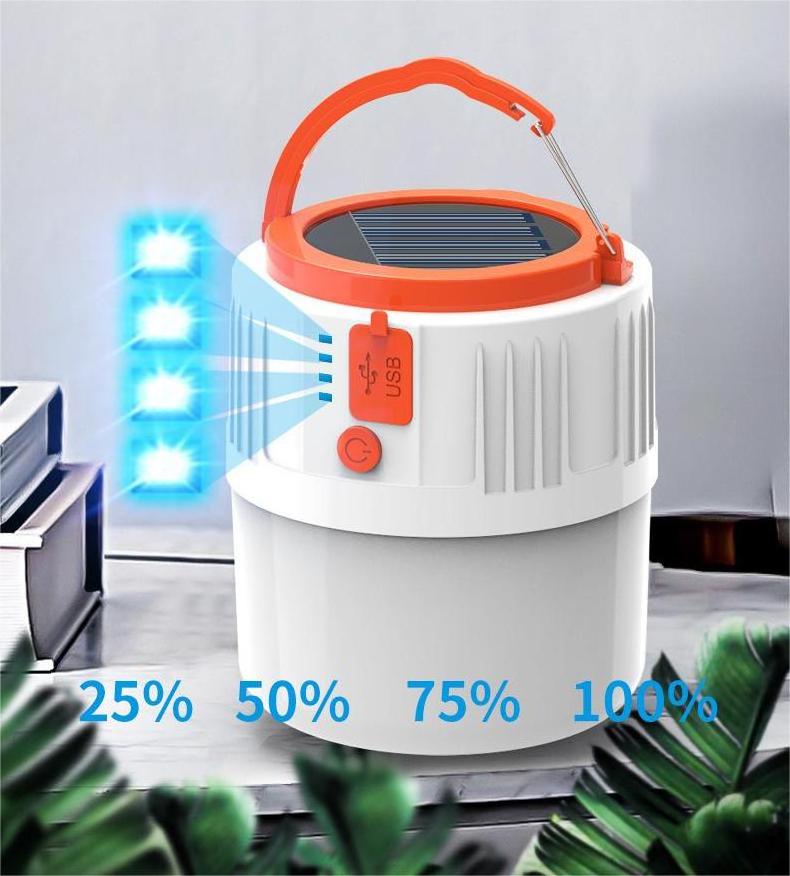 100W Solar Lantern Light 5 Modes USB Solar Portable Tent Lamp Outdoor Night LED Bulb Lamps Market Emergency Camping Light