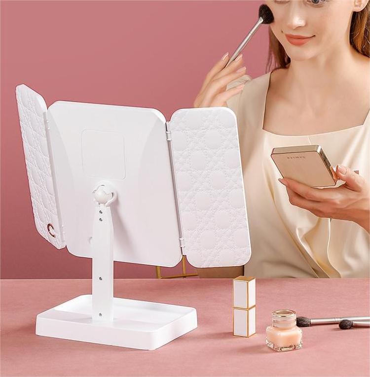 Factory ODM/OEM Three Fold Makeup Mirror With 2X/3X Magnifying Mirror Square Flat Cosmetic Mirror