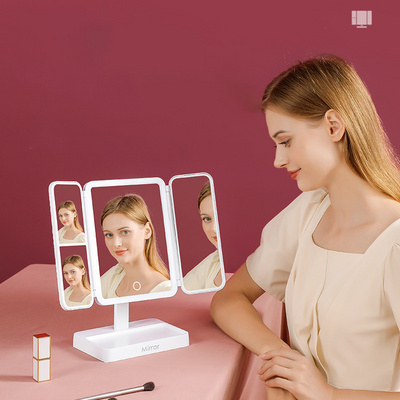 Factory ODM/OEM Three Fold Makeup Mirror With 2X/3X Magnifying Mirror Square Flat Cosmetic Mirror